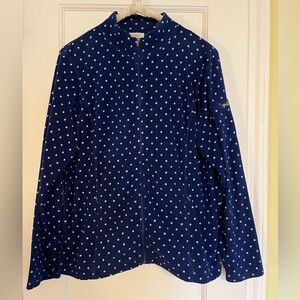 L.L. Bean Navy Fleece with White Dots Ultra Lightweight Zip Up